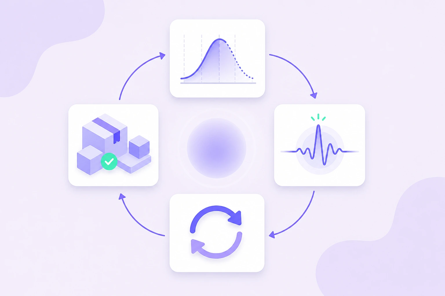 A planning cycle looping through demand curve, signal detection, replenishment, and confirmed stock